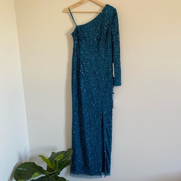 Adrianna Papell One Shoulder Sequin Gown